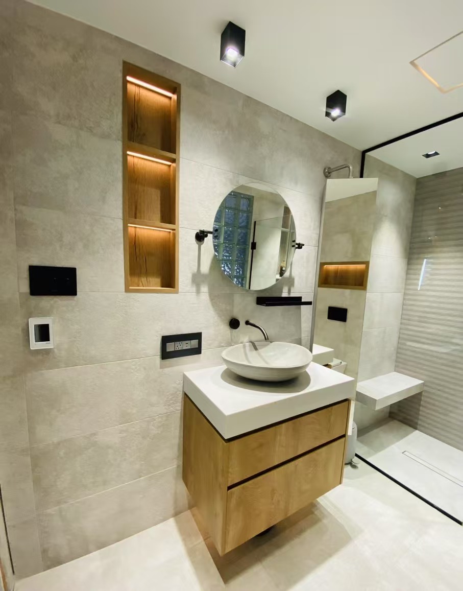 floating vanity with vessel sink