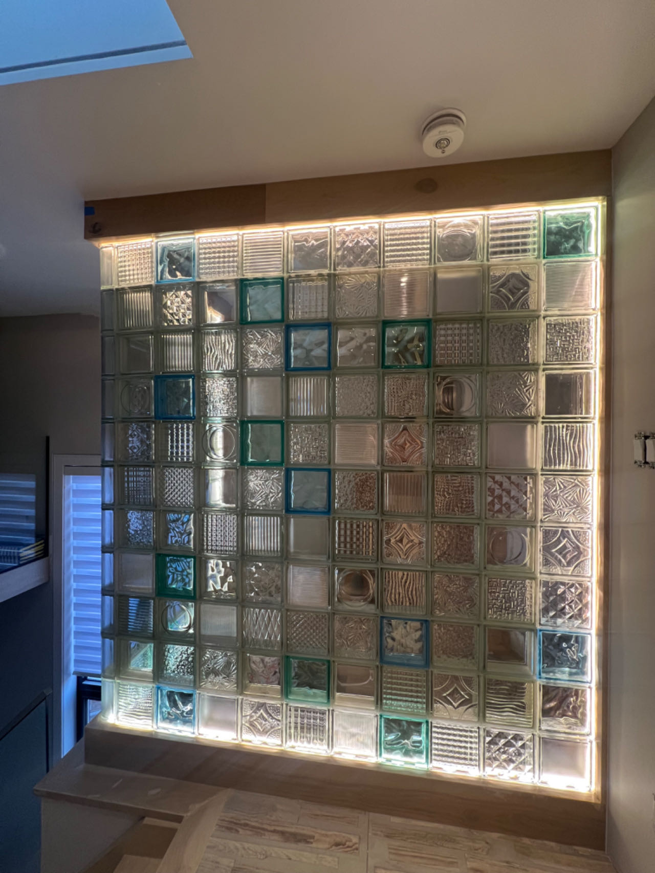 glass wall with led