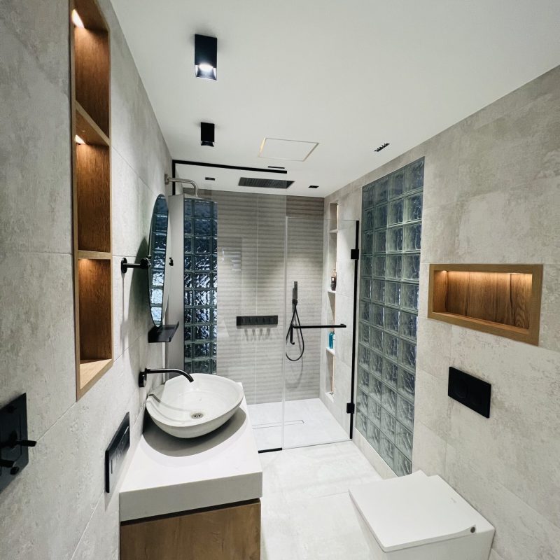 Toronto Midtown bathroom renovation with wall mount faucet