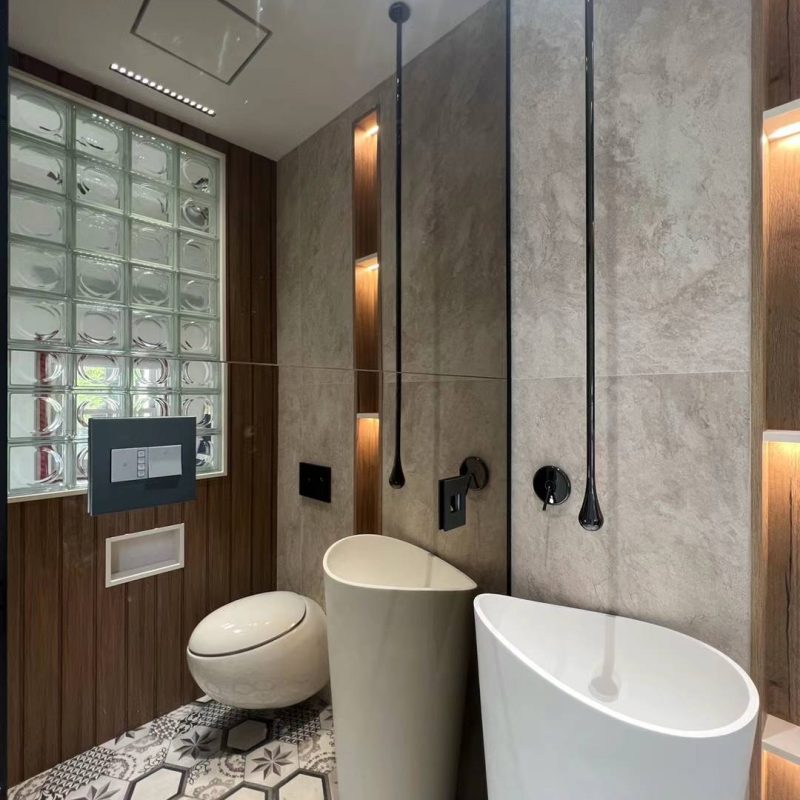 bronze mirror feature wall