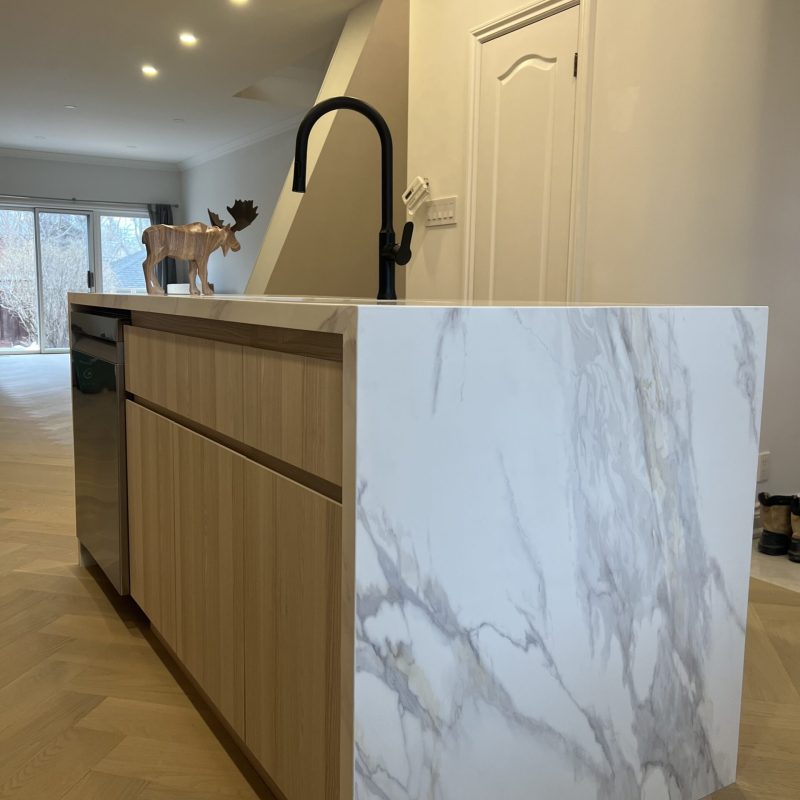 sintered stone waterfall island
