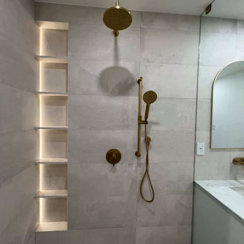 mitered cut storage niche