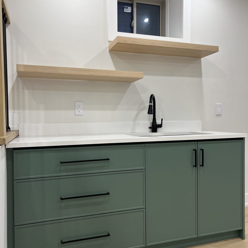 bar cabinet with floating shelf