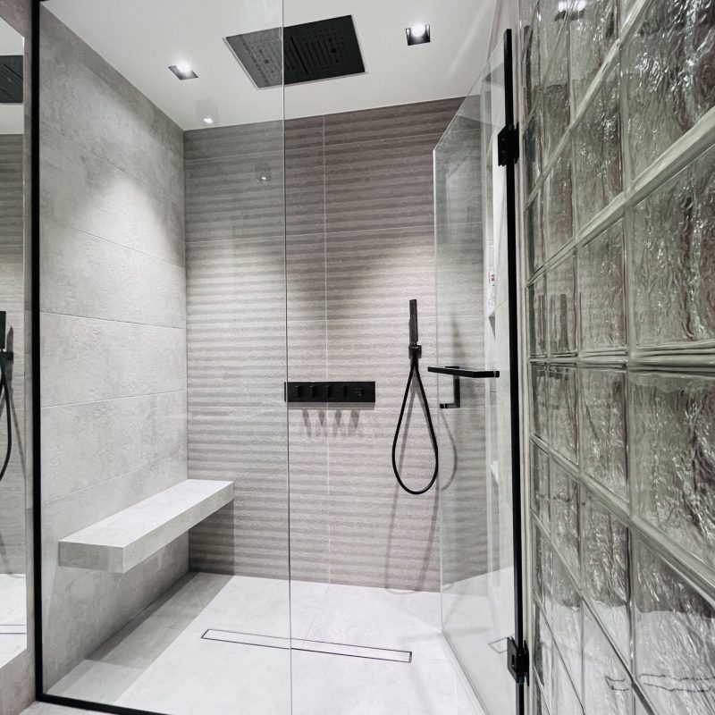 black frame shower glass