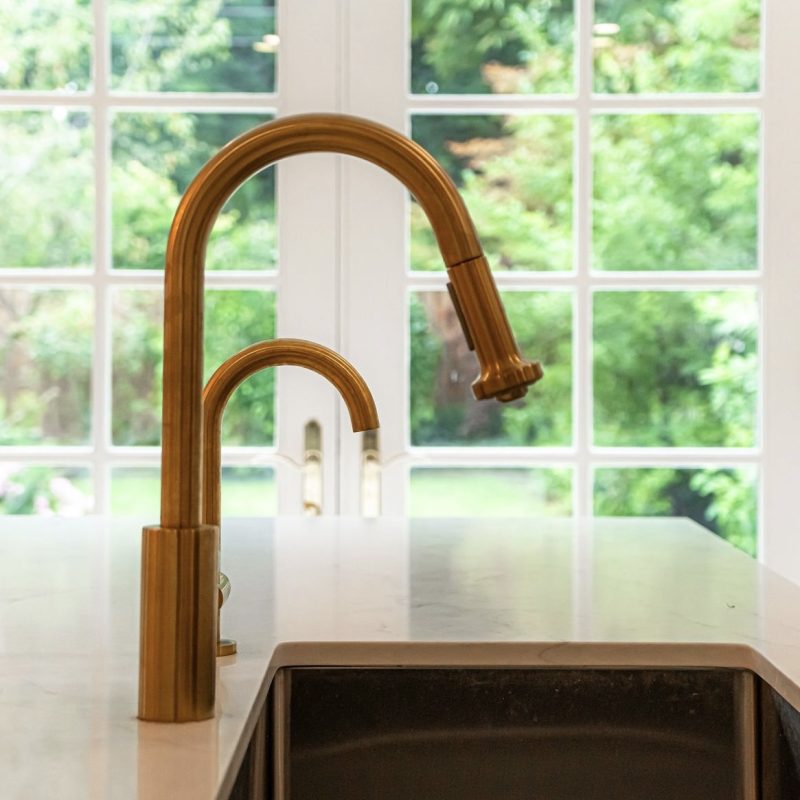 Toronto Midtown kitchen renovation with brushed gold kitchen faucet