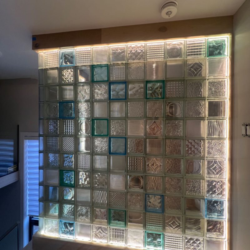 glass wall with led